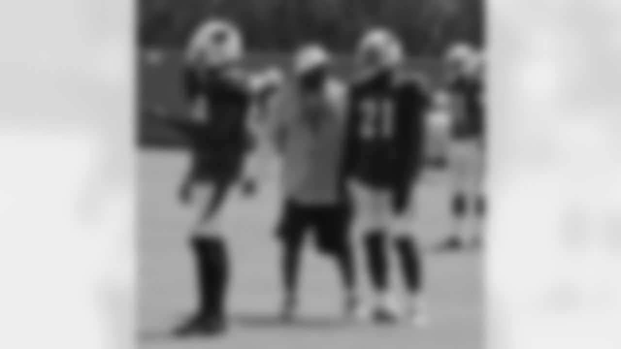 DB coach Kevin Ross talks to CB Patrick Peterson