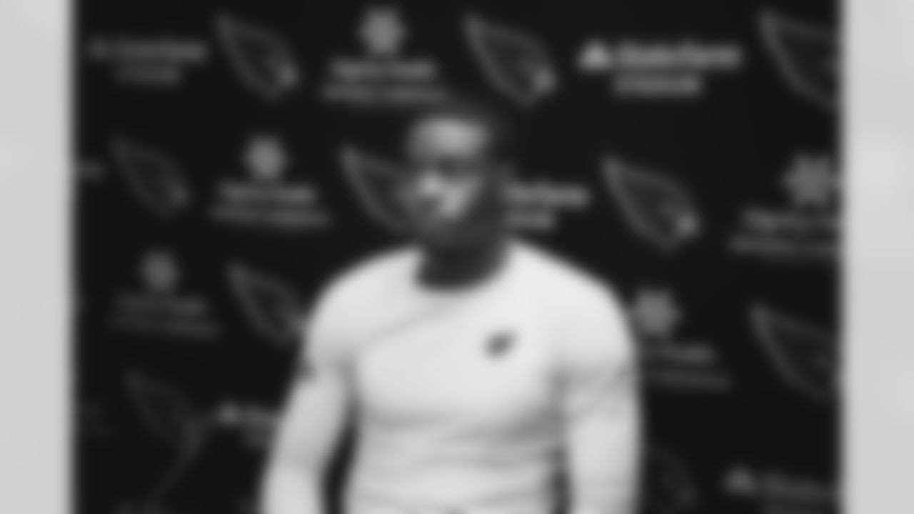 WR A.J. Green fields questions from reporters after signing his new contract.