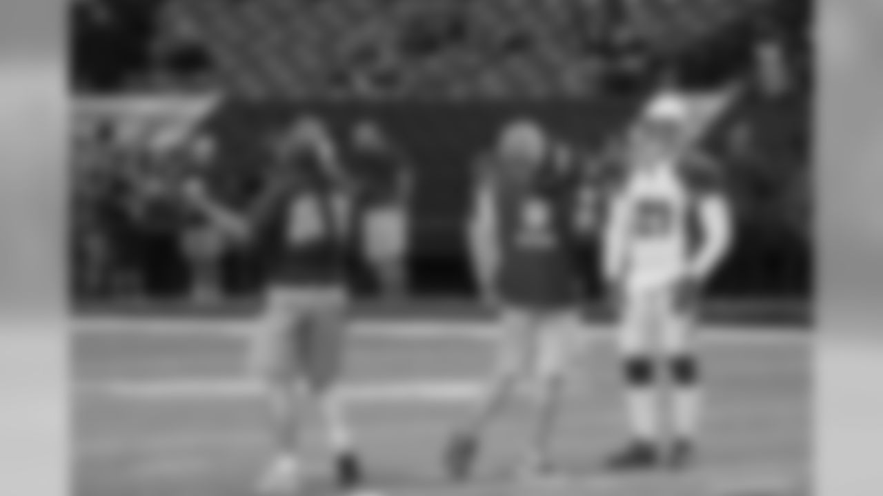 Patrick Peterson has some words for NFL Films during pregame warm ups