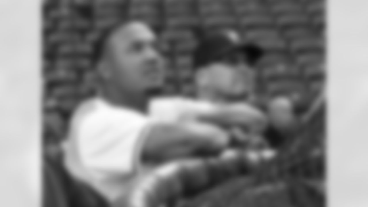 Michael Floyd watches a batting practice home run