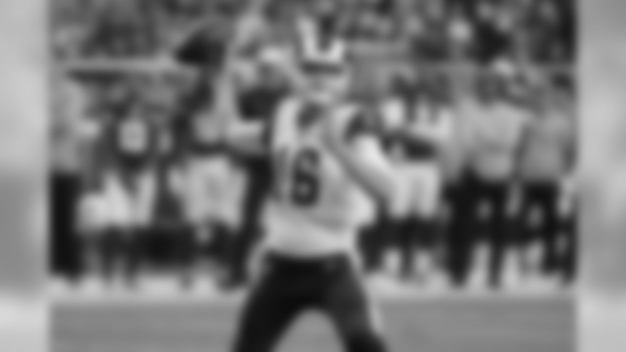 Rams quarterback Jared Goff throws against the Cardinals.