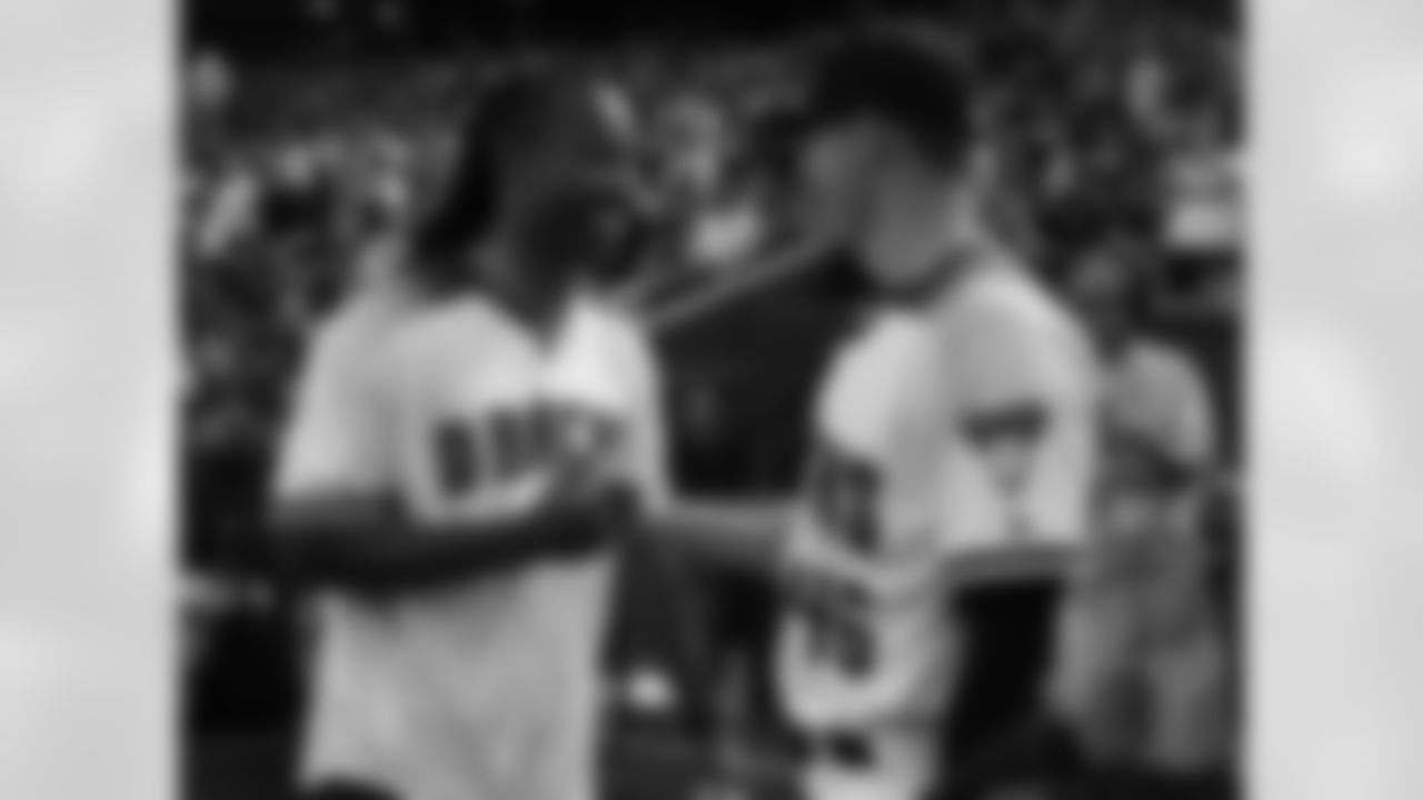 WR Larry Fitzgerald with D-Backs LHP Patrick Corbin