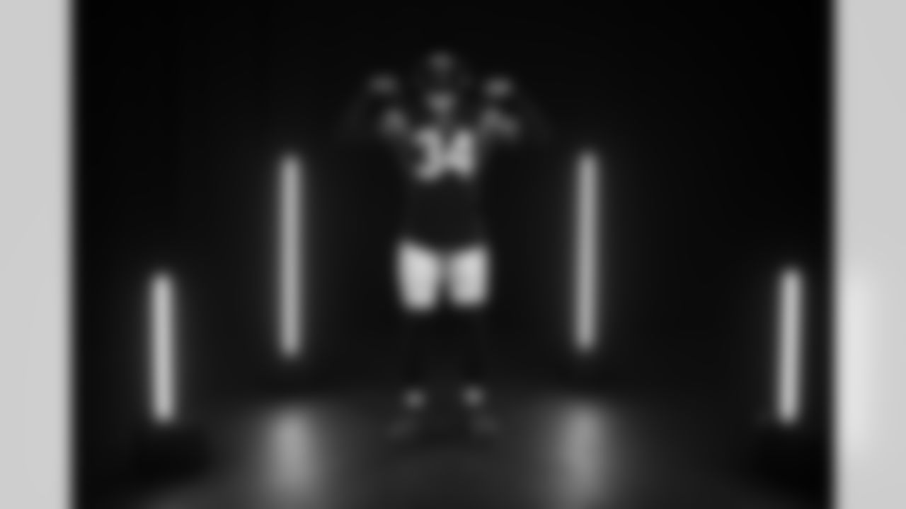 Arizona Cardinals safety Jalen Thompson (34) poses for a photo during the Alternate Uniform and Helmet shoot on Friday, Sept. 23, 2022 in Tempe, AZ.