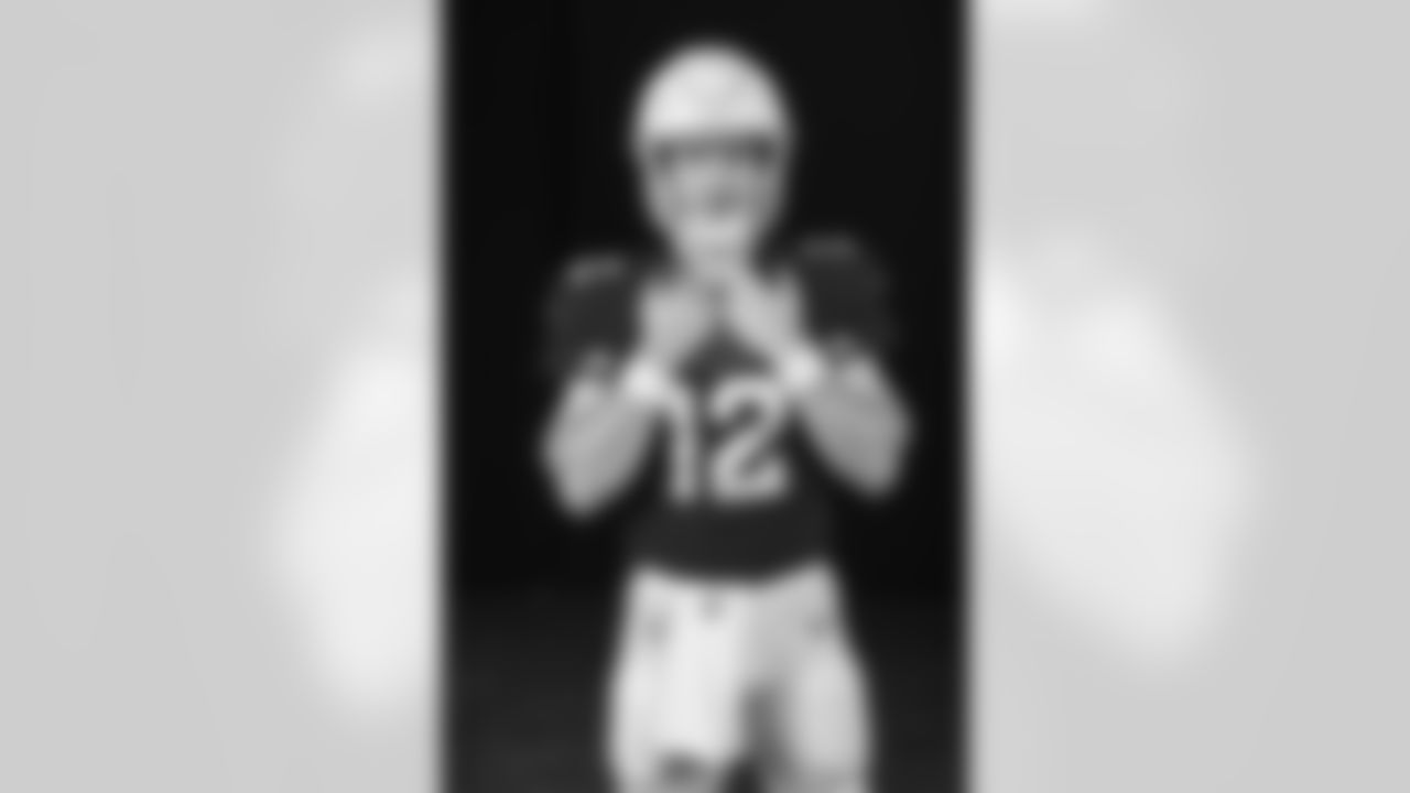 Arizona Cardinals quarterback Colt McCoy (12) poses for a photo during Cardinals Media Day on Monday, June 13, 2022 in Tempe, AZ.