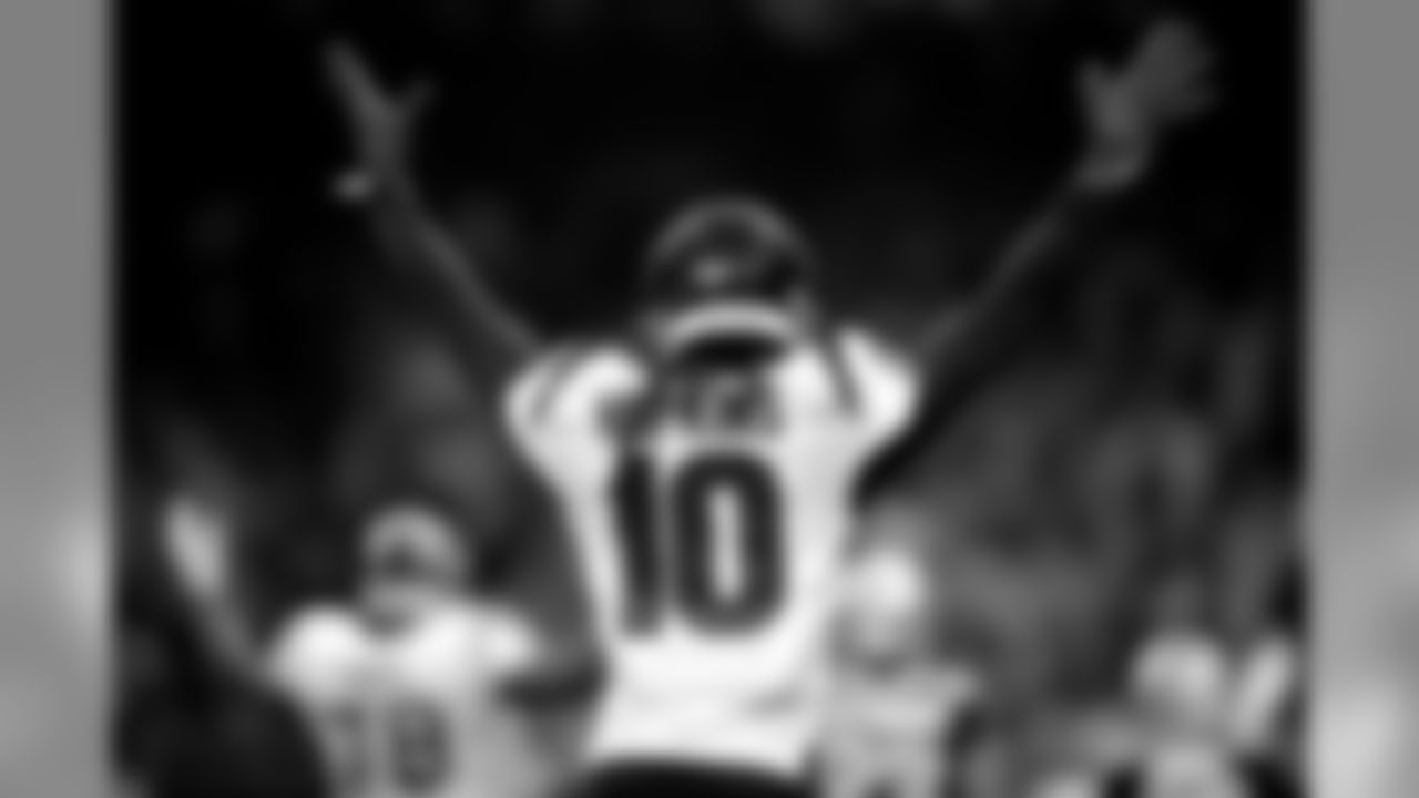 Houston Texans wide receiver DeAndre Hopkins (10) celebrates a touchdown during an NFL football game against the New Orleans Saints, Monday Sept. 9, 2019 in New Orleans.