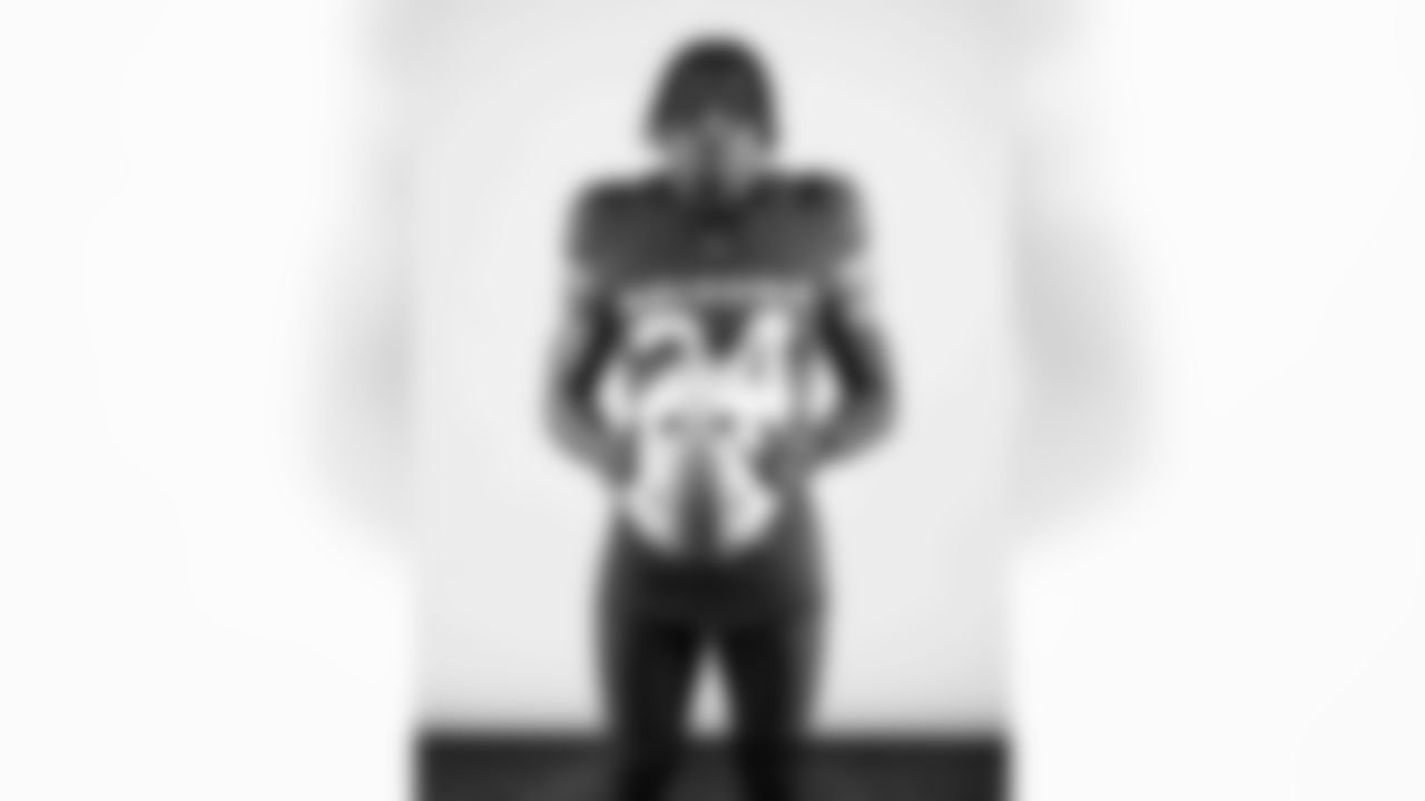 Arizona Cardinals safety Jalen Thompson (34) poses for a photo during a photoshoot for the 2023 Arizona Cardinals Uniforms on Thursday, April 13, 2023.