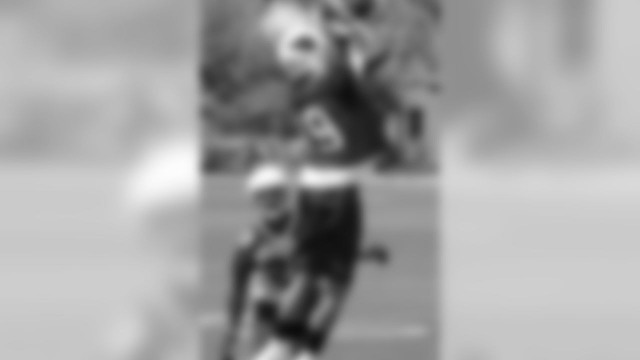 WR Ted Ginn goes up to make a grab in front of CB Justin Bethel