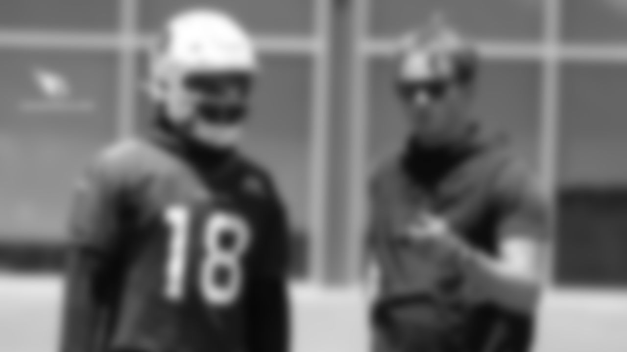 WR Kevin White (left) with WR coach David Raih