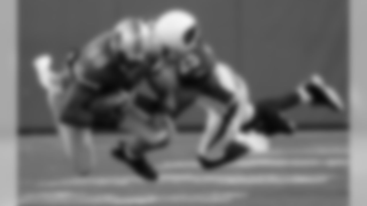 2009: Lions WR Bryant Johnson catches a pass while being covered by Cardinals CB Bryant McFadden