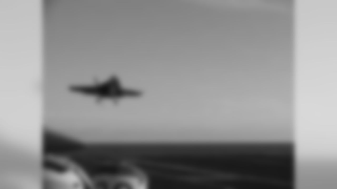 A fighter comes in for a landing