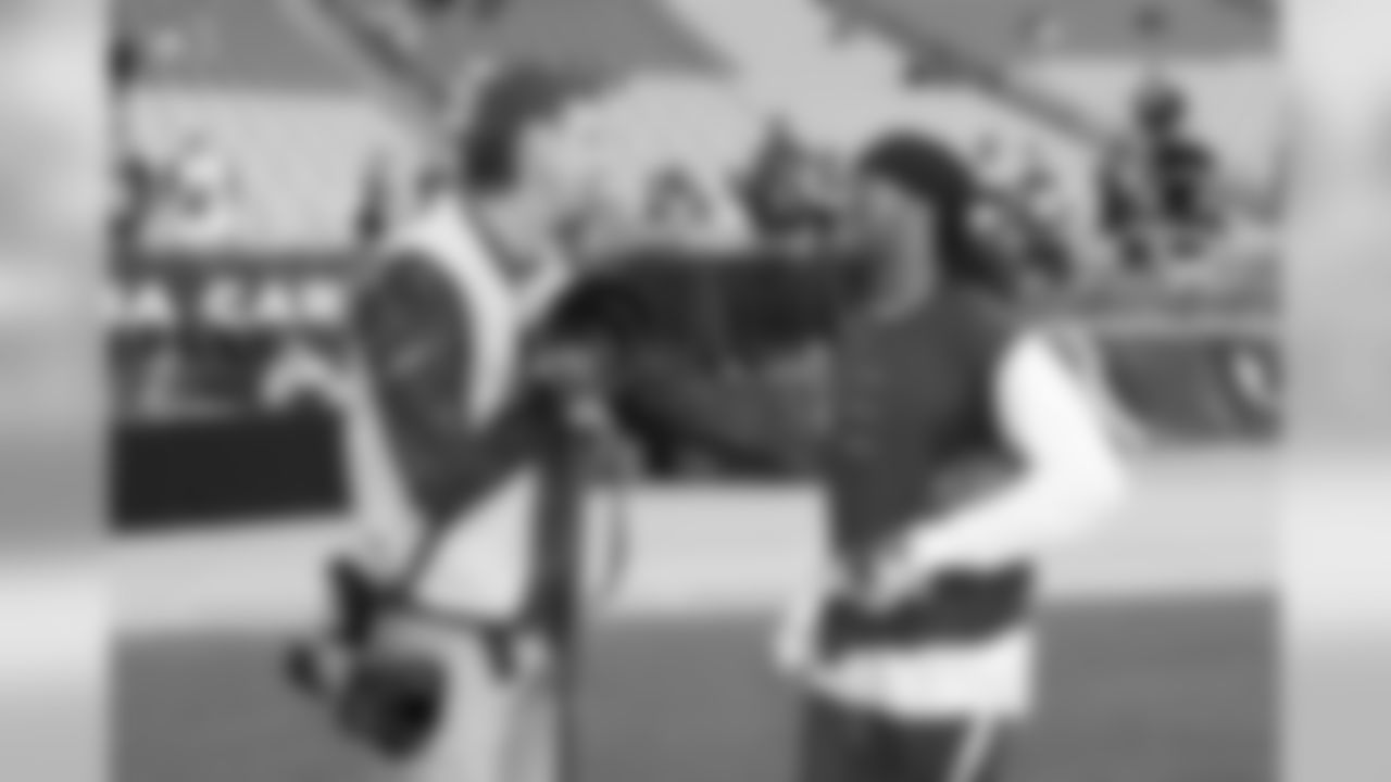 Former pitcher Randy Johnson with Larry Fitzgerald
