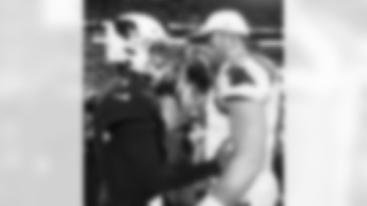 Arizona Cardinals quarterback Kyler Murray (1) and Baker Mayfield during the 2022 regular season game between the Arizona Cardinals and the Carolina Panthers on Sunday, Oct. 2, 2022 in Charlotte, NC.