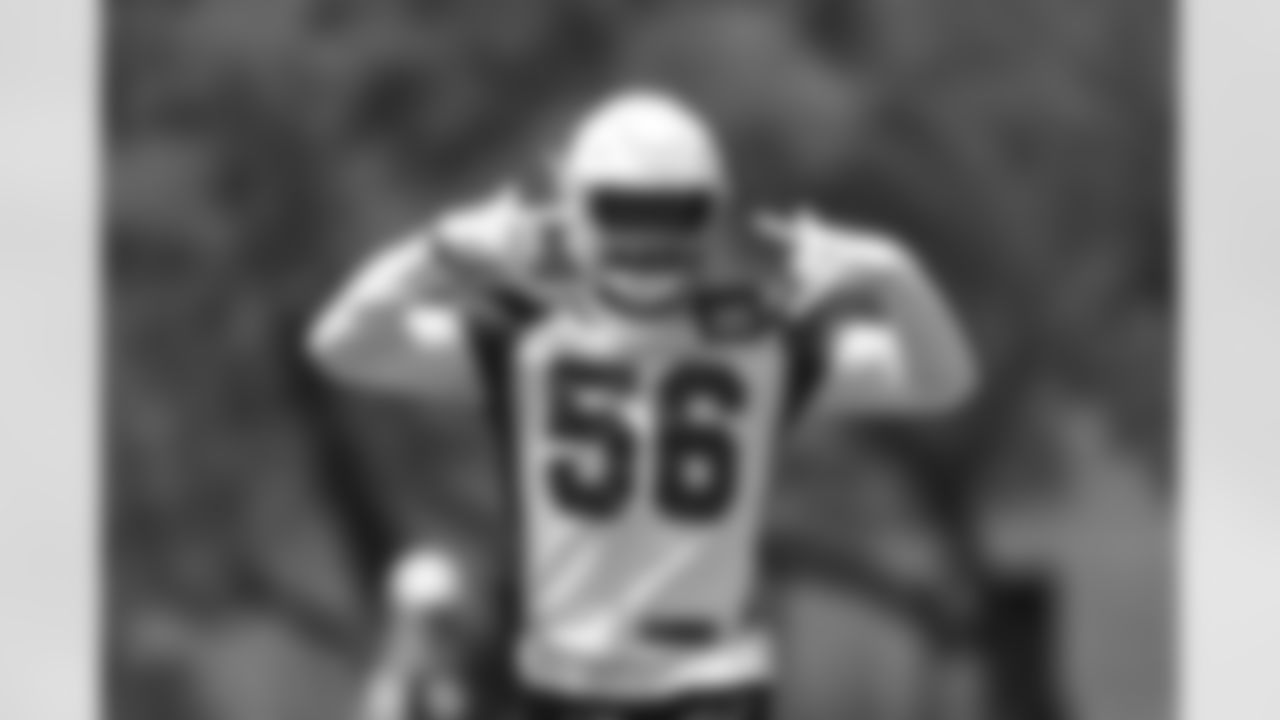 Arizona Cardinals linebacker Krys Barnes (56) during Week 2 of the OTA offseason program at the Dignity Health Training Facility on Friday, June 2, 2023 in Tempe, AZ.