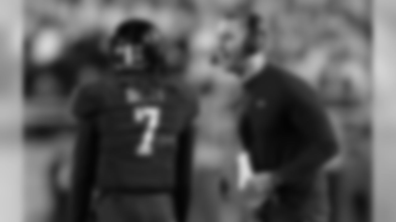 In this Saturday, Nov. 3, 2018 file photo, Texas Tech coach Kliff Kingsbury talks to quarterback Jett Duffey (7) during a timeout in the second half of an NCAA college football game against Oklahoma in Lubbock, Texas.