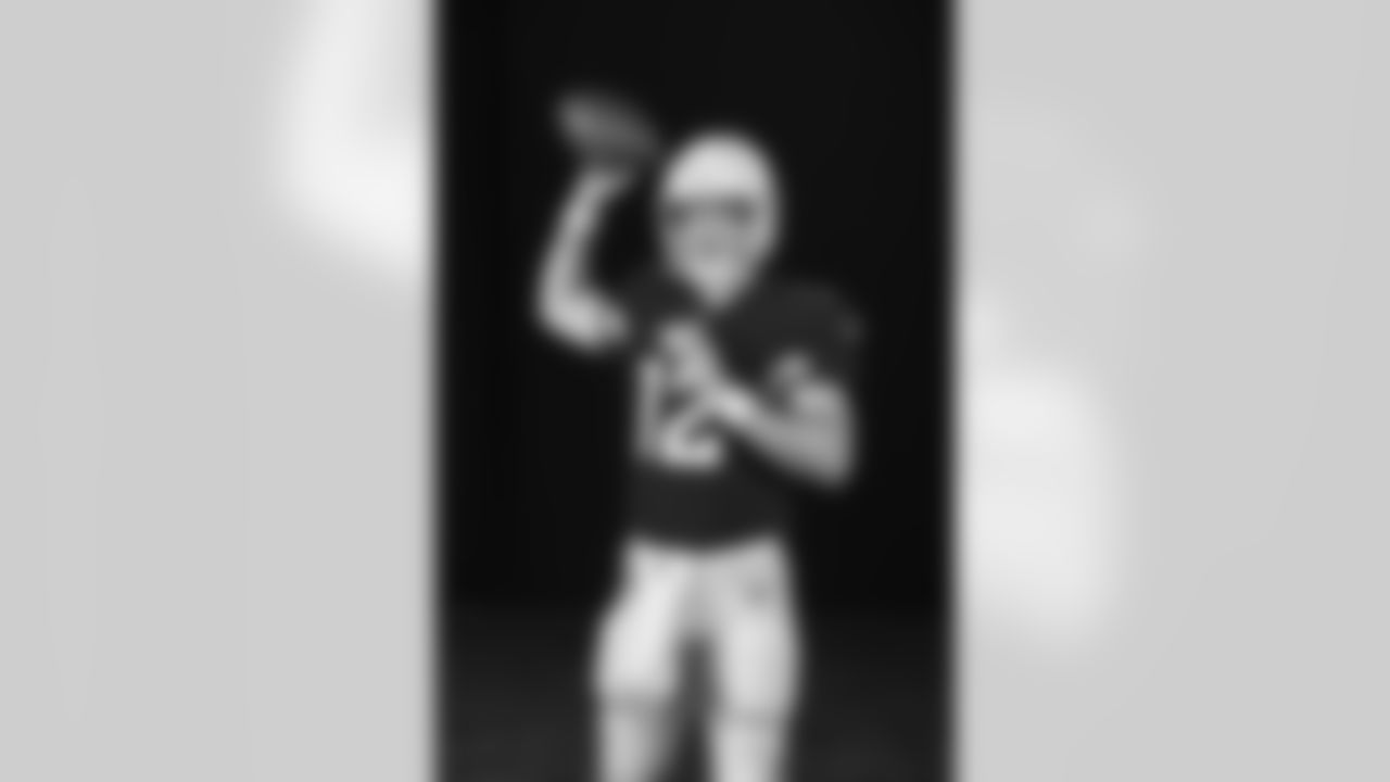 Arizona Cardinals quarterback Colt McCoy (12) poses for a photo during Cardinals Media Day on Monday, June 13, 2022 in Tempe, AZ.