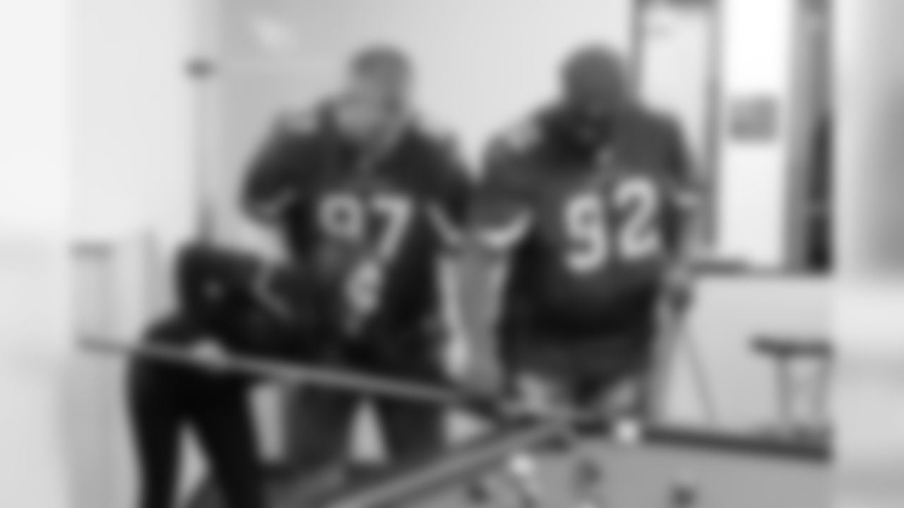 Shooting pool in the community center