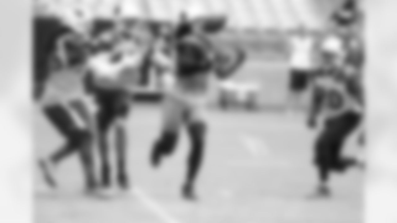 WR Larry Fitzgerald tips a pass in the air