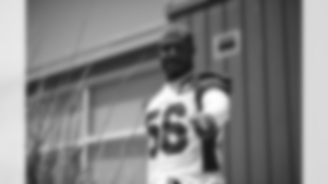 Arizona Cardinals linebacker Krys Barnes (56) during Week 2 of the OTA offseason program at the Dignity Health Training Facility on Friday, June 2, 2023 in Tempe, AZ.