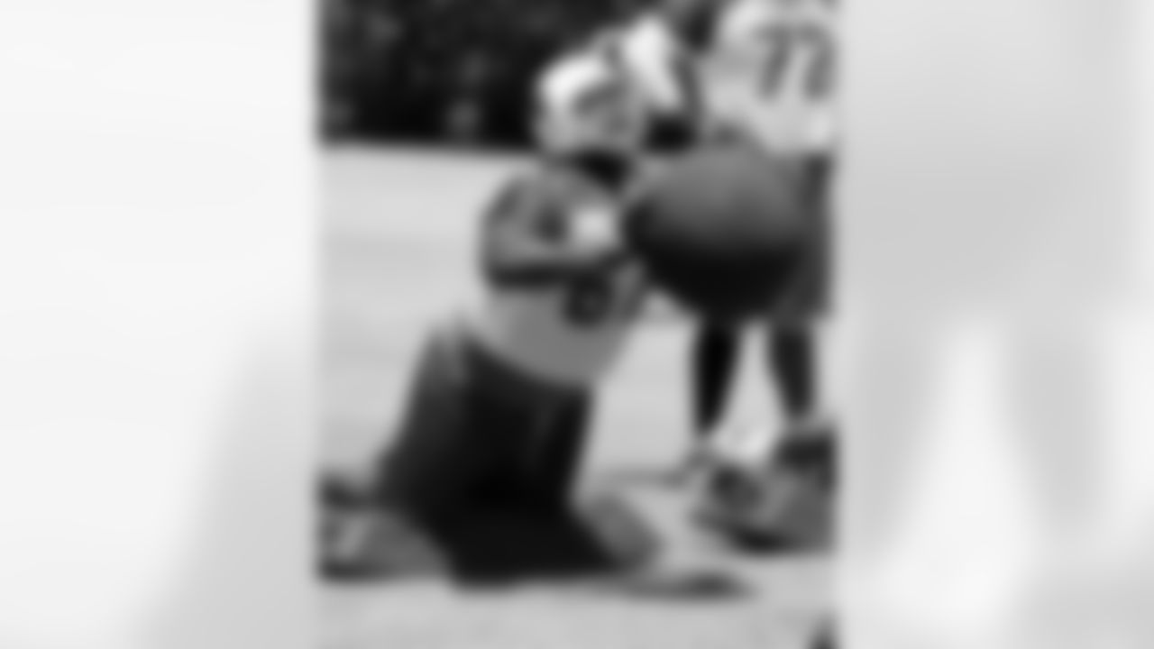 Herman Johnson heaves the medicine ball