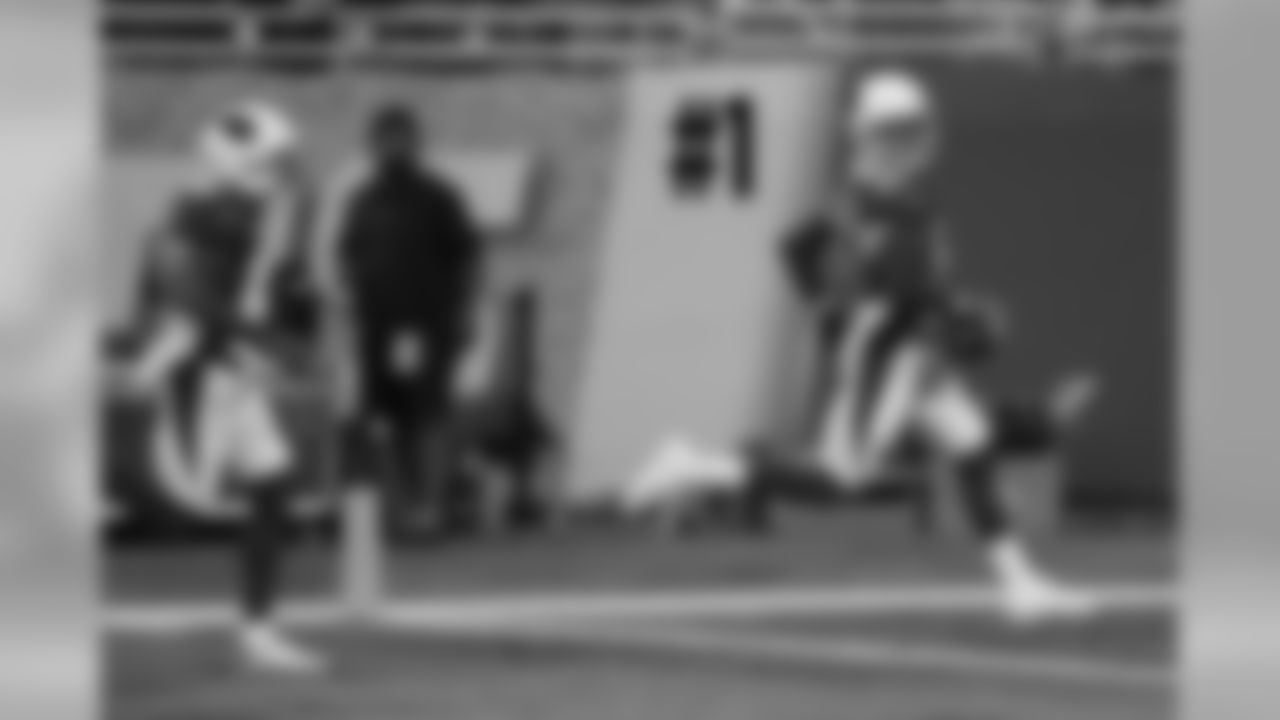 CB Justin Bethel reaches the end zone after his interception