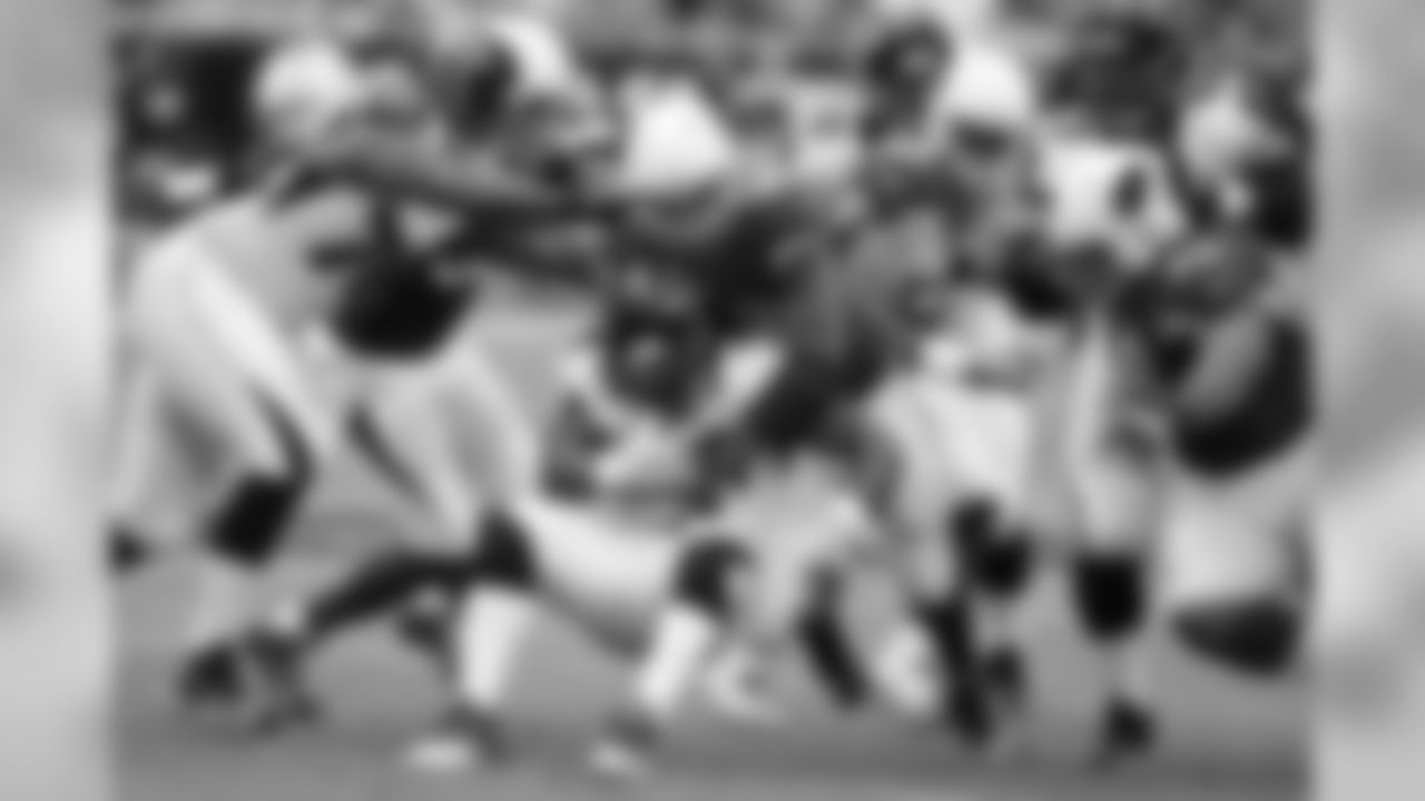 DT Calais Campbell stops Falcons RB Steven Jackson in Week 8.