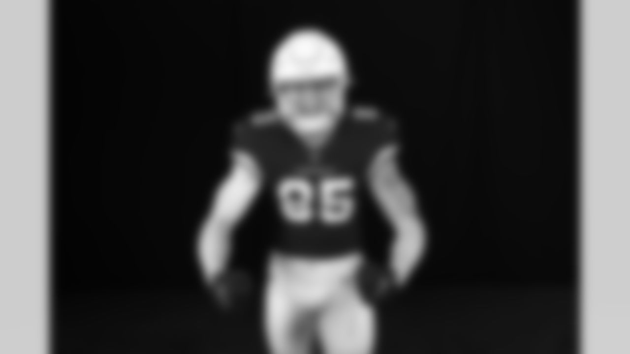 Arizona Cardinals tight end Trey McBride (85) poses for a photo during Cardinals Media Day on Monday, June 13, 2022 in Tempe, AZ.