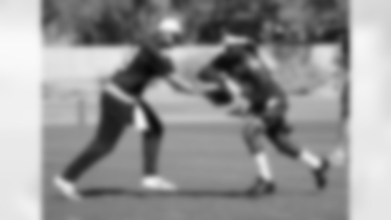 QB Matt Barkley hands the ball off to RB Andre Ellington