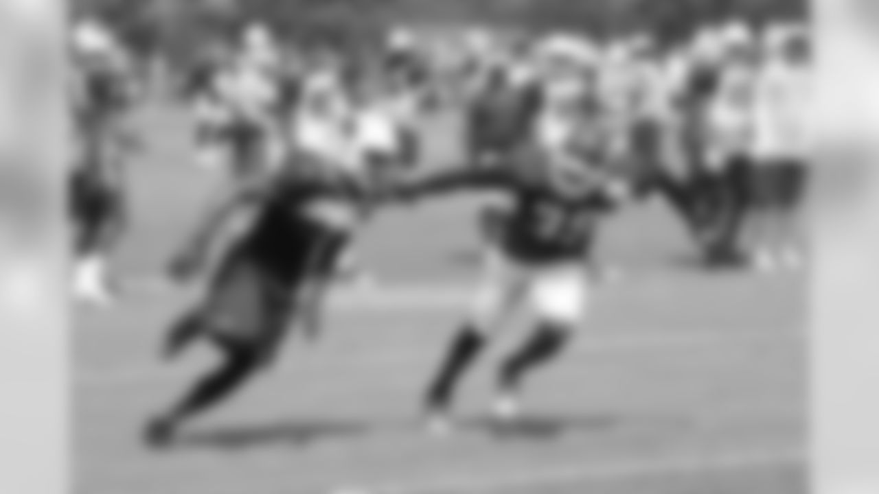 WR Jaymar Johnson gets past DB Mikail Baker