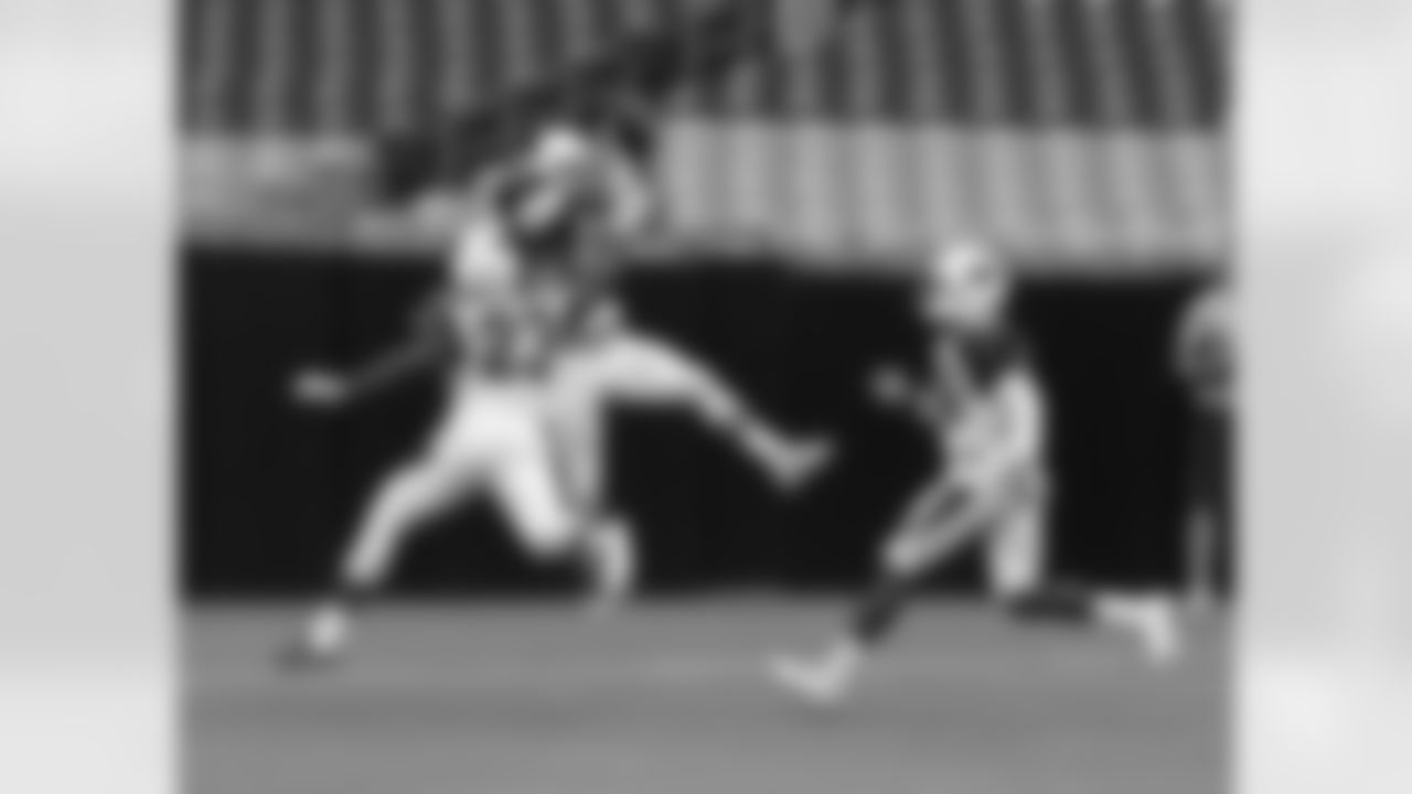 WR Brittan Golden catches a pass in the end zone, but it was ruled incomplete