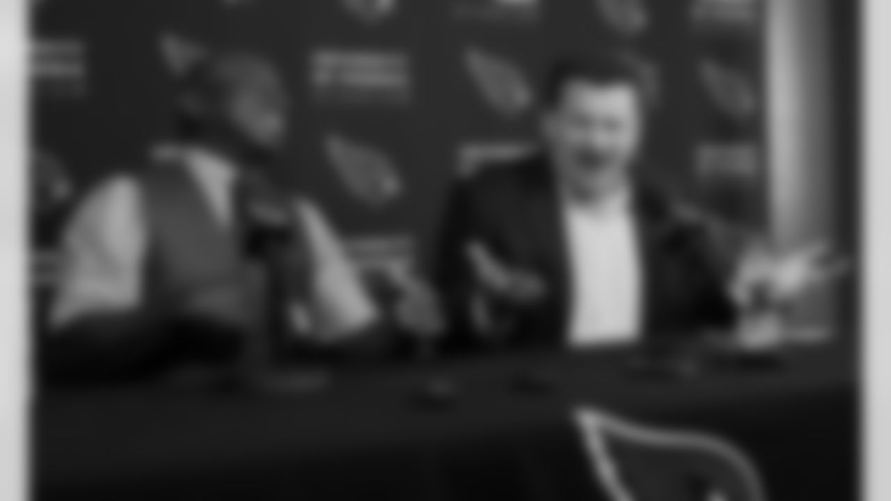 May 11: Cardinals team president Michael Bidwill (right) announces former star WR Roy Green will enter the Ring of Honor