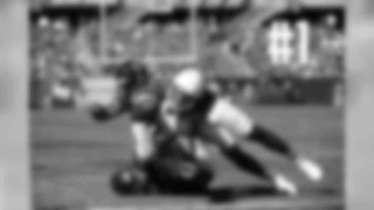 WR Larry Fitzgerald stretches for his third touchdown of the game