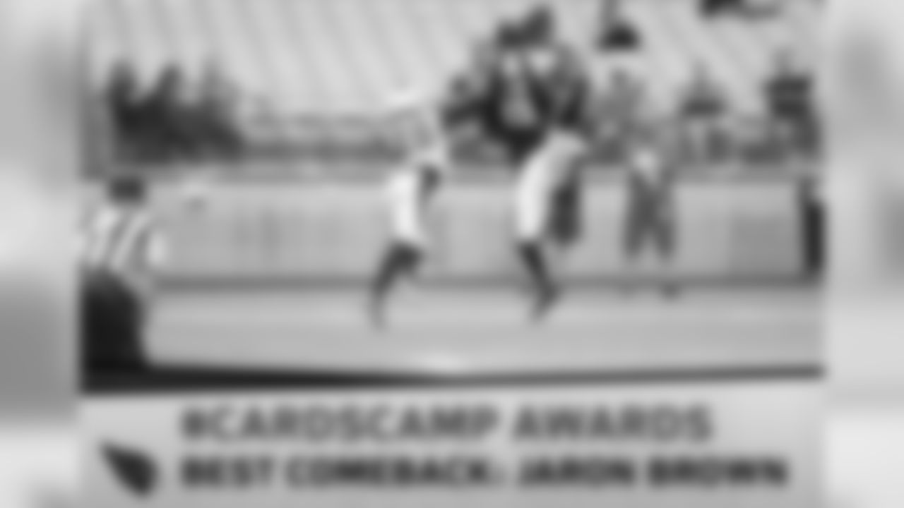 WR Jaron Brown tore his ACL last season, an injury that can linger for several months after a player returns to action. He showed no ill effects in camp and actually improved his standing. Brown is currently the team's No. 2 receiver with John Brown's health in flux.