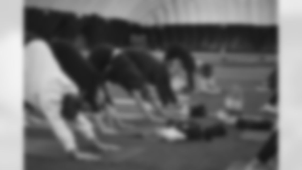 The Arizona Cardinals Cheerleaders host an alumni yoga mixer at the Dignity Health Training Facility on Sunday, March 26, 2023.