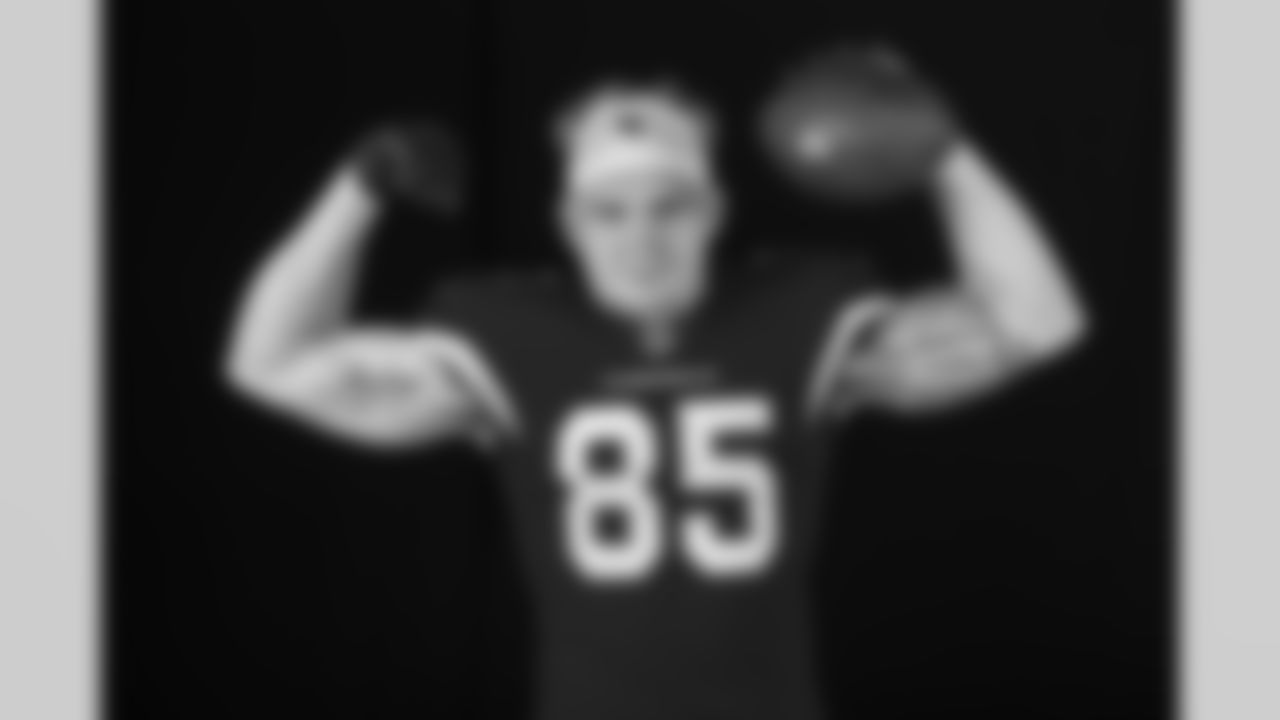 Arizona Cardinals tight end Trey McBride (85) poses for a photo during Cardinals Media Day on Monday, June 13, 2022 in Tempe, AZ.