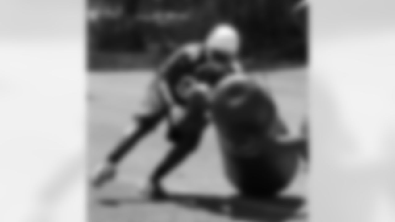 DL Nick Eason batters a dummy