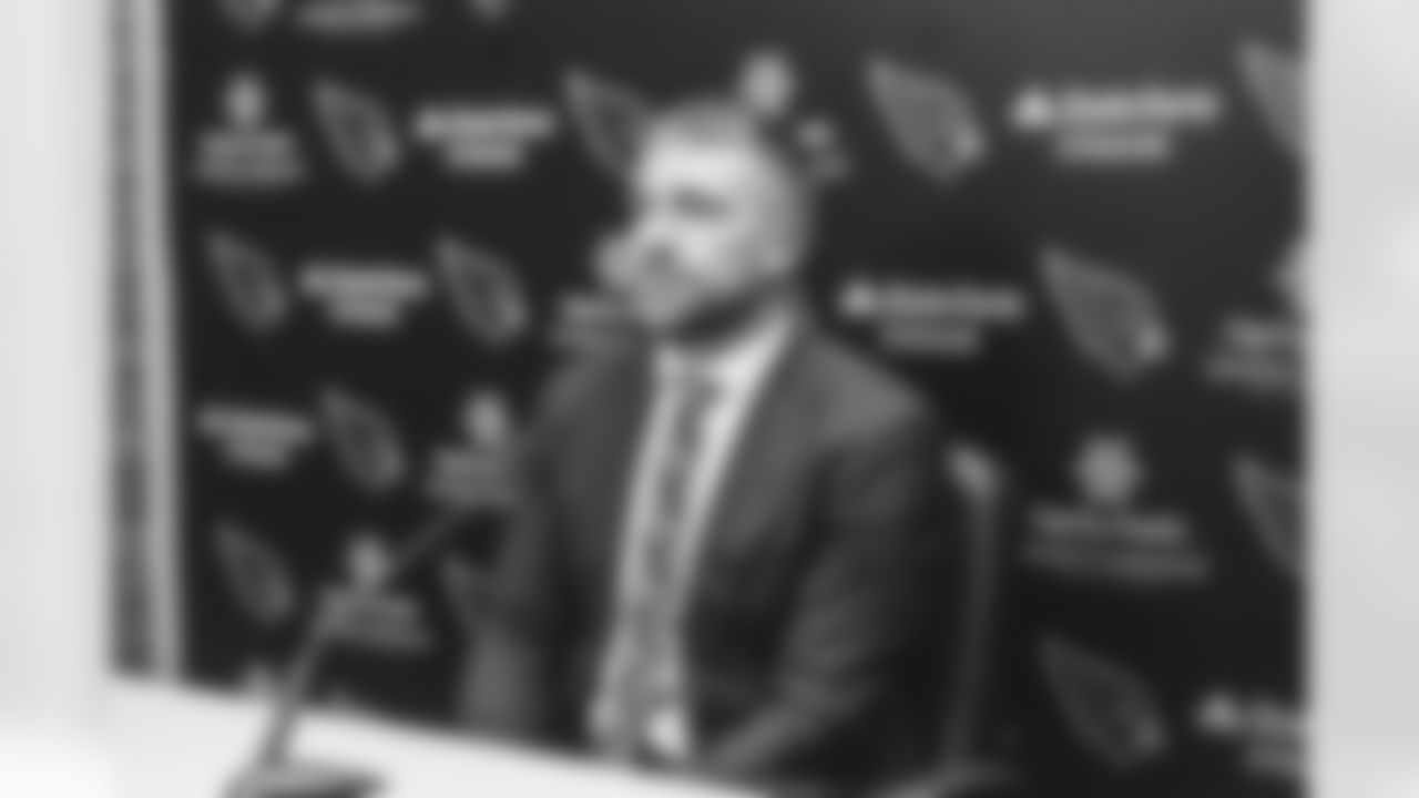 TE Zach Ertz preparing to field questions from reporters.