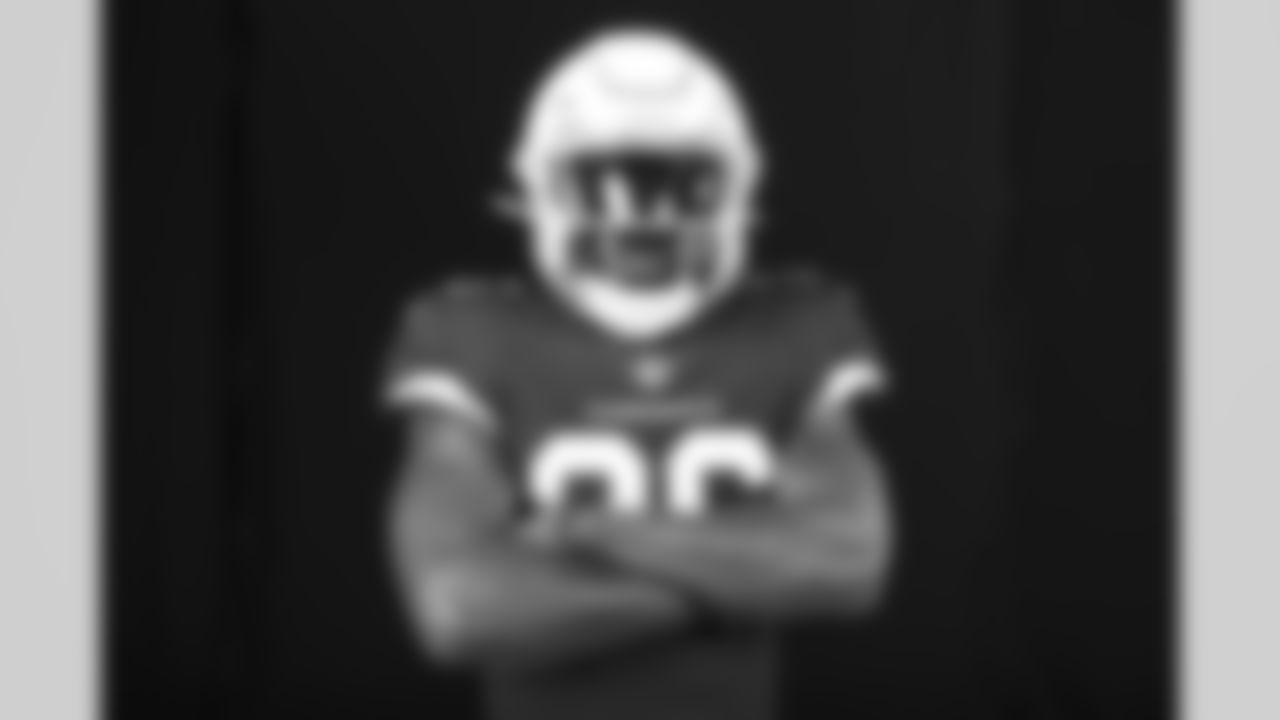 Arizona Cardinals running back Eno Benjamin (26) poses for a photo during Cardinals Media Day on Monday, June 13, 2022 in Tempe, AZ.