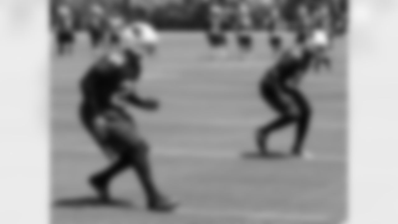 Safeties Kerry Rhodes and Adrian Wilson backpedal
