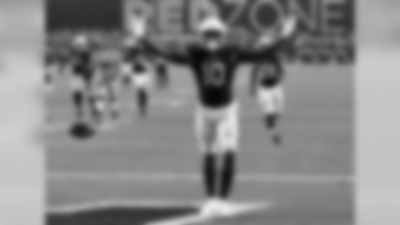 Arizona Cardinals wide receiver Chad Williams (10) celebrates his touchdown against the Seattle Seahawks during the second half of an NFL football game, Sunday, Sept. 30, 2018, in Glendale, Ariz.
