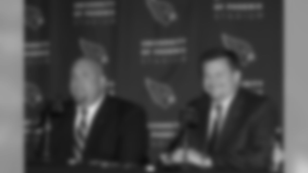 Keim and Cardinals president Michael Bidwill during Keim's introductory press conference as new GM