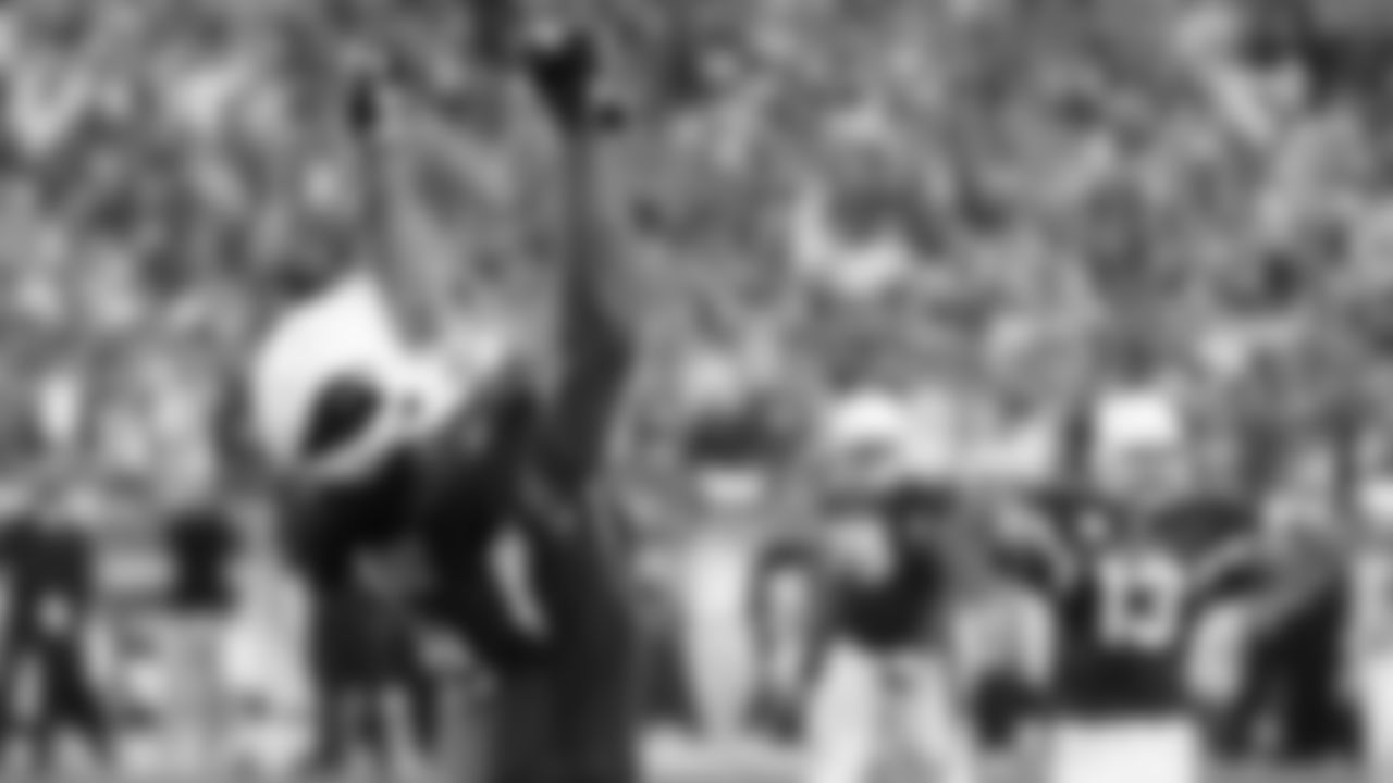 Cardinals wide receiver Larry Fitzgerald celebrates during the playoff game against the Falcons.