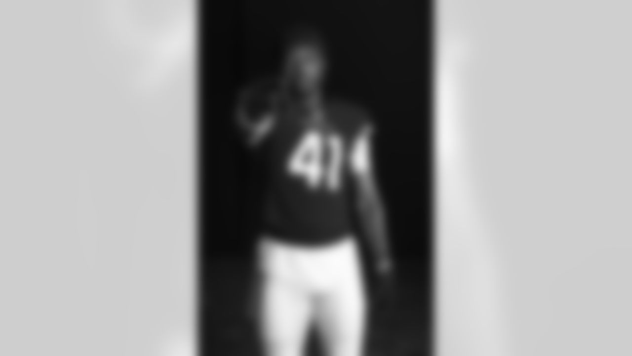 Arizona Cardinals linebacker Myjai Sanders (41) poses for a photo during Cardinals Media Day on Monday, June 13, 2022 in Tempe, AZ.