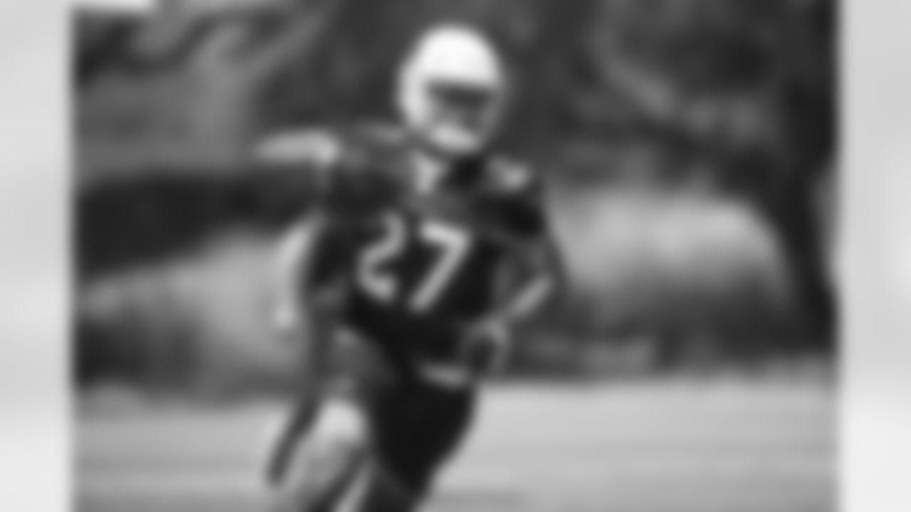 Arizona Cardinals running back Justin Jackson (27) during the second day of the 2022 Arizona Cardinals Minicamp on Wednesday, June 15, 2022 in Tempe, AZ.