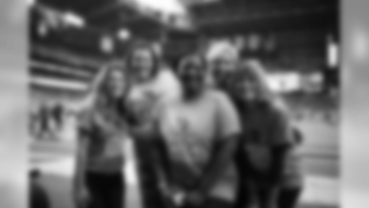 Images from halftime of the Falcons game, where Cardinals cheerleaders performed with cancer survivors and their caregivers to raise awareness for early detection and prevention