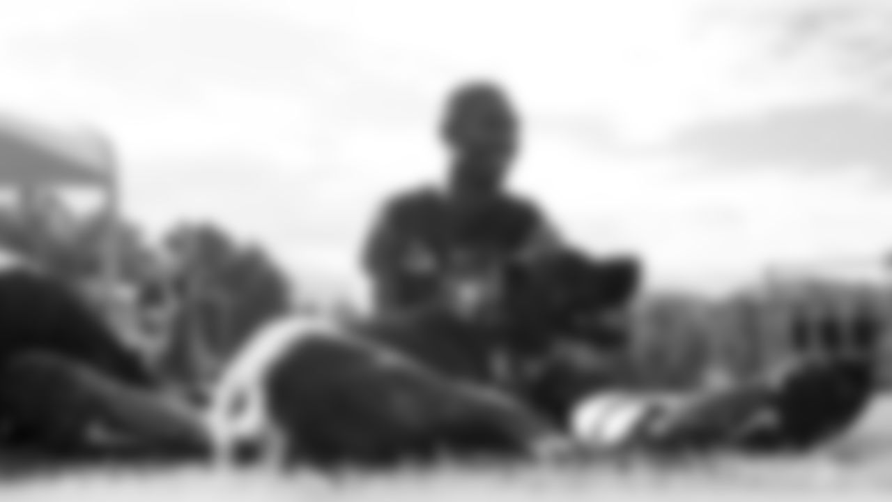 CB A.J. Jefferson with his dog at training camp in Flagstaff in 2012