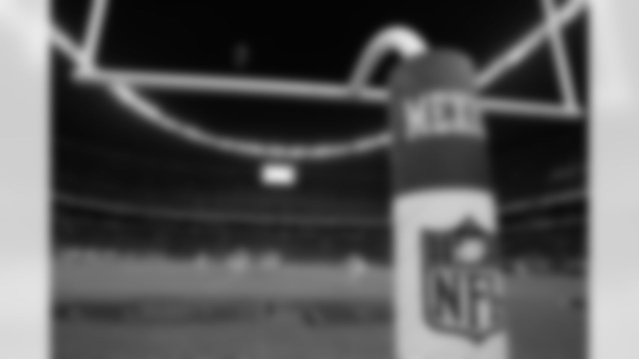 A look at the special padding on the goalpost.