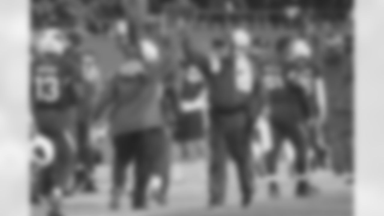 Coach Bruce Arians celebrates RB Marion Grice's TD in Carolina