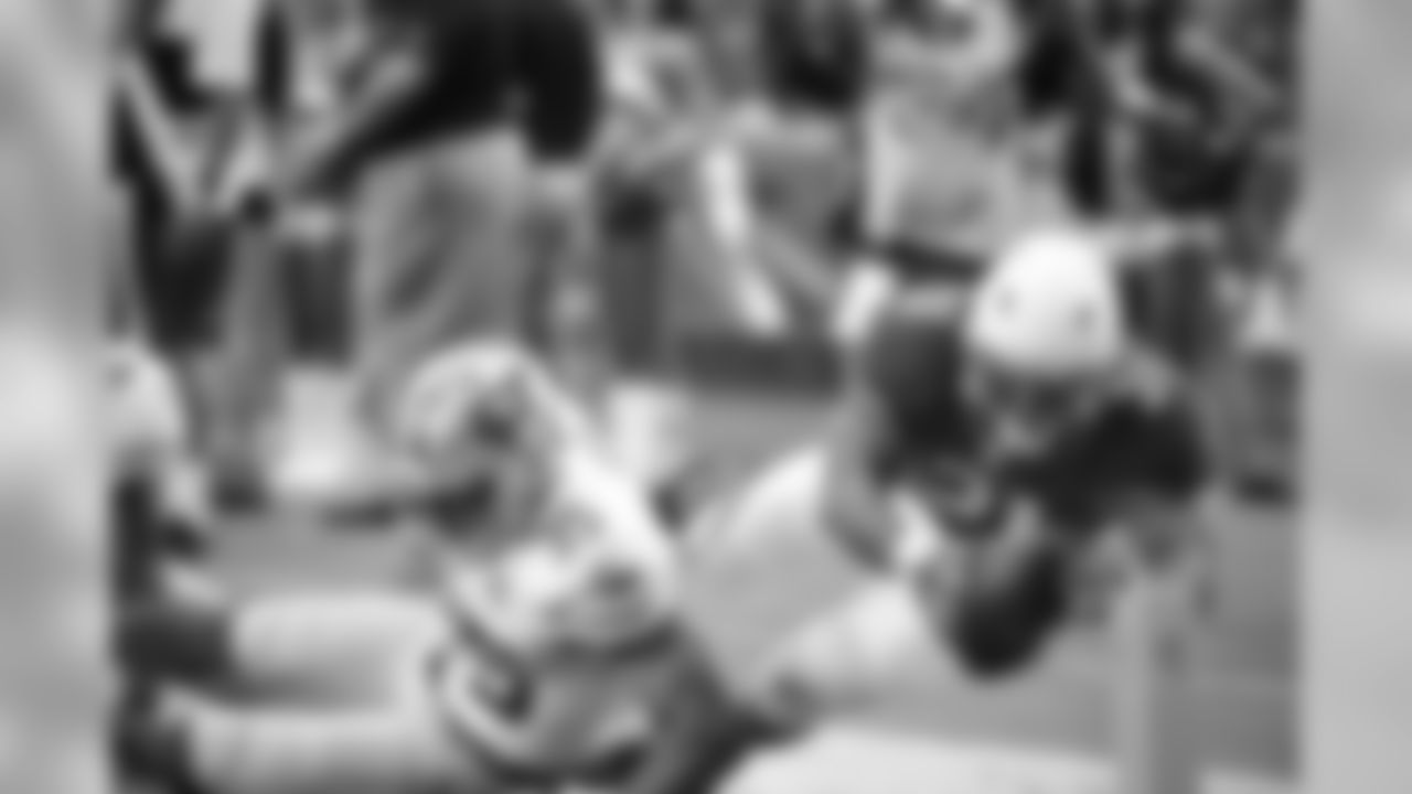 RB David Johnson extends toward the pylon