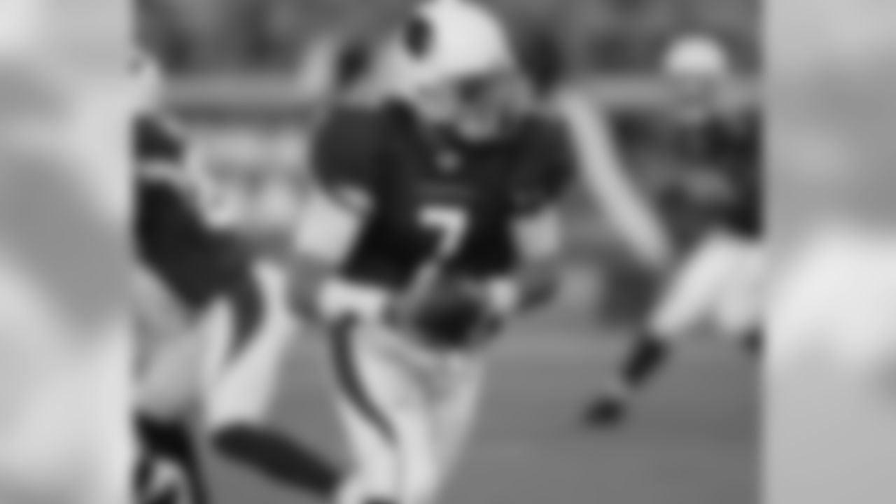 Leinart hands off the football