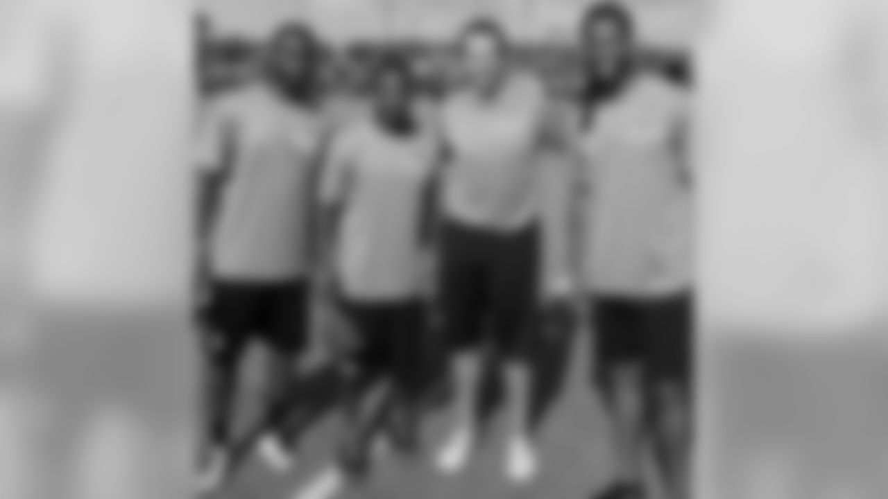 WR Larry Fitzgerald (@larryfitzgerald) with Darrelle Revis, Darren Sproles and Drew Brees